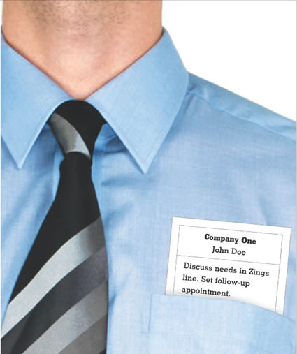 Tie and shirt with notecard