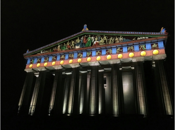 Nashville Parthenon Lit in Its Original Colors